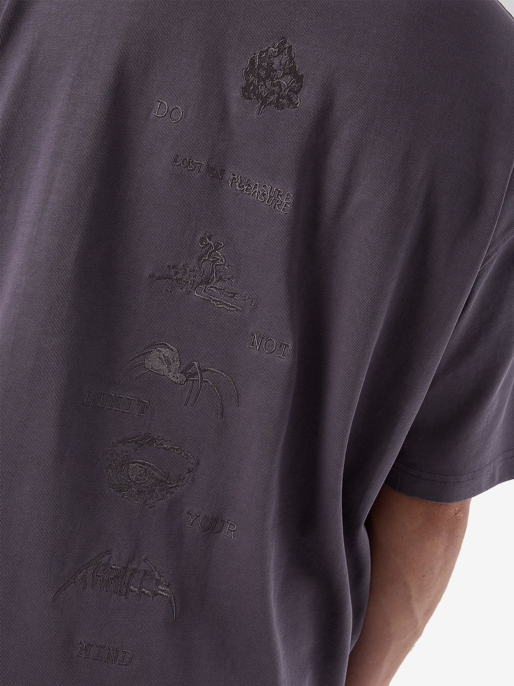 Thrills Limitless Mind Embro Box Fit Oversize Short Tee - Purple Ash in Purple Ash