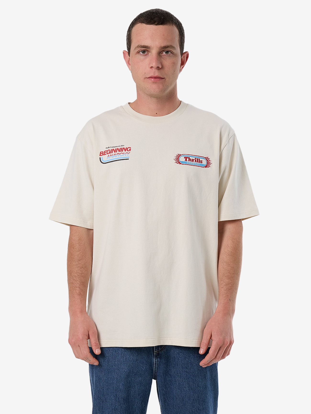 Thrills Beginning Anarchy Oversize Fit Tee - Heritage White in Heritage White
