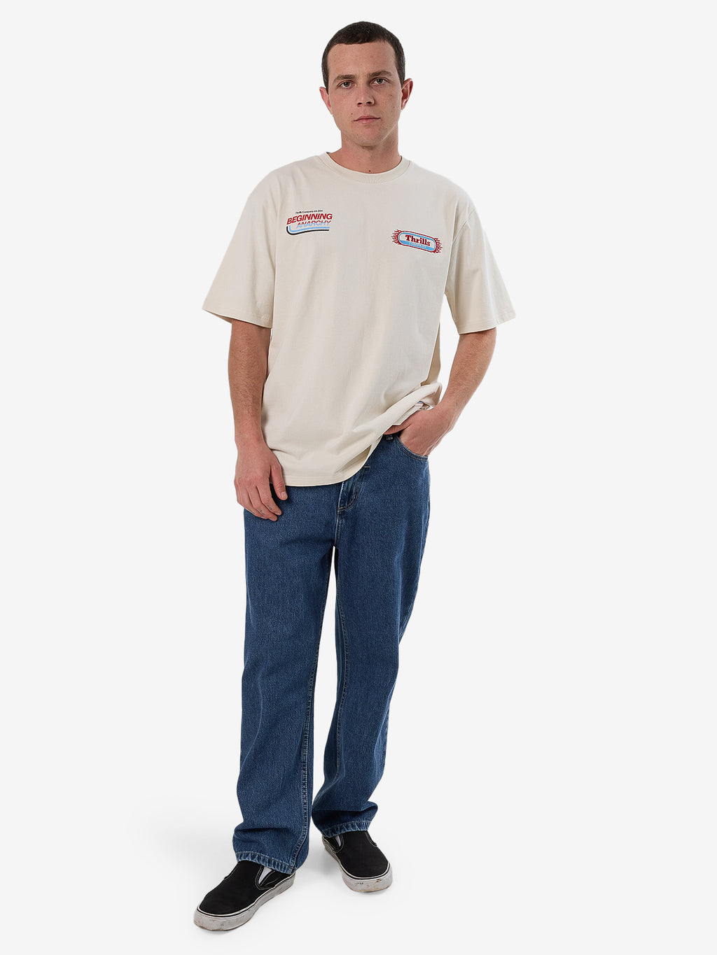 Thrills Beginning Anarchy Oversize Fit Tee - Heritage White in Heritage White