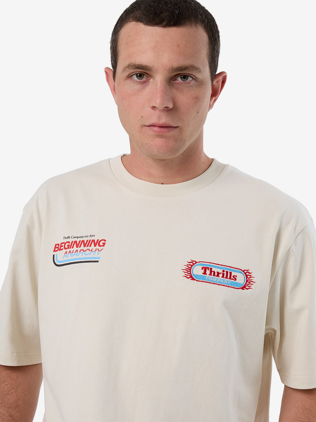 Thrills Beginning Anarchy Oversize Fit Tee - Heritage White in Heritage White