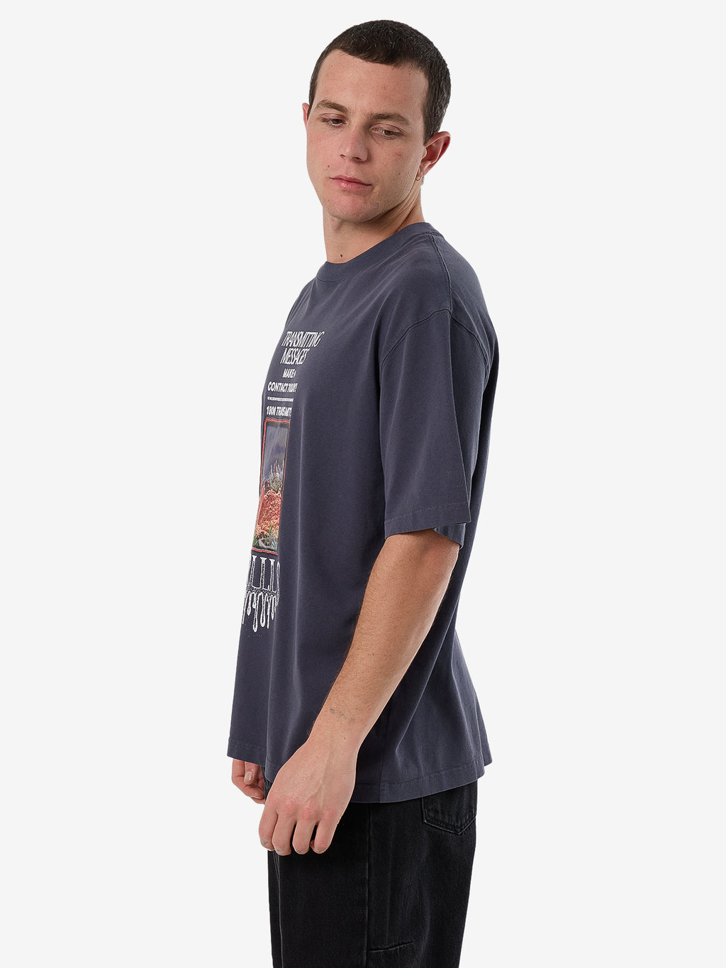 Thrills 1 800 Transmit Box Fit Oversize Tee - Ebony in Ebony