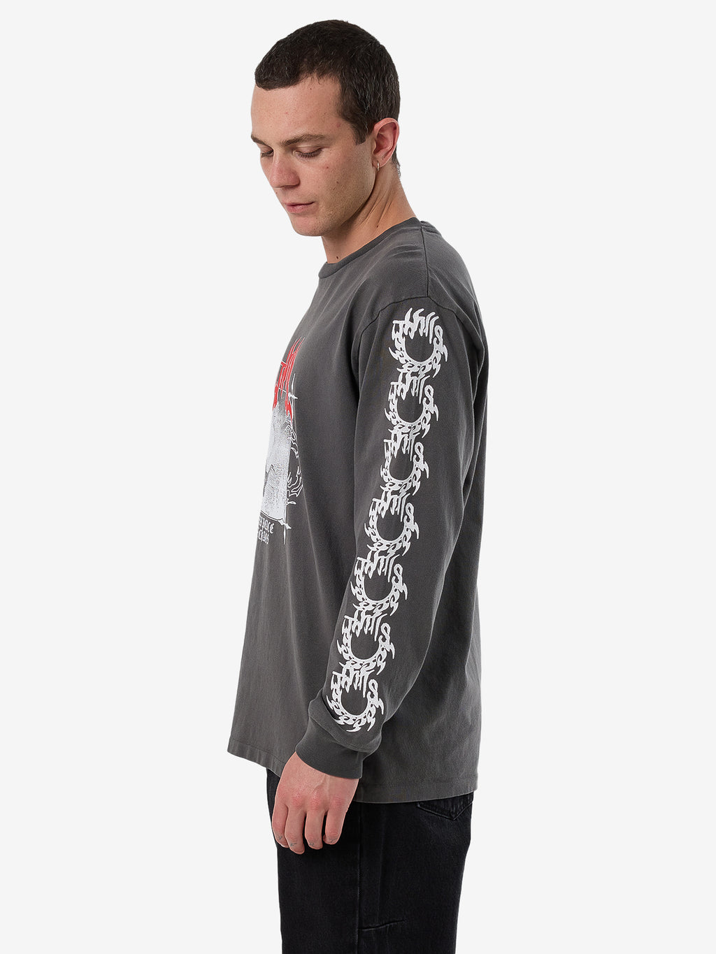 Thrills Peaceful Chaos Oversize Fit Long Sleeve Tee - Merch Black in Merch Black