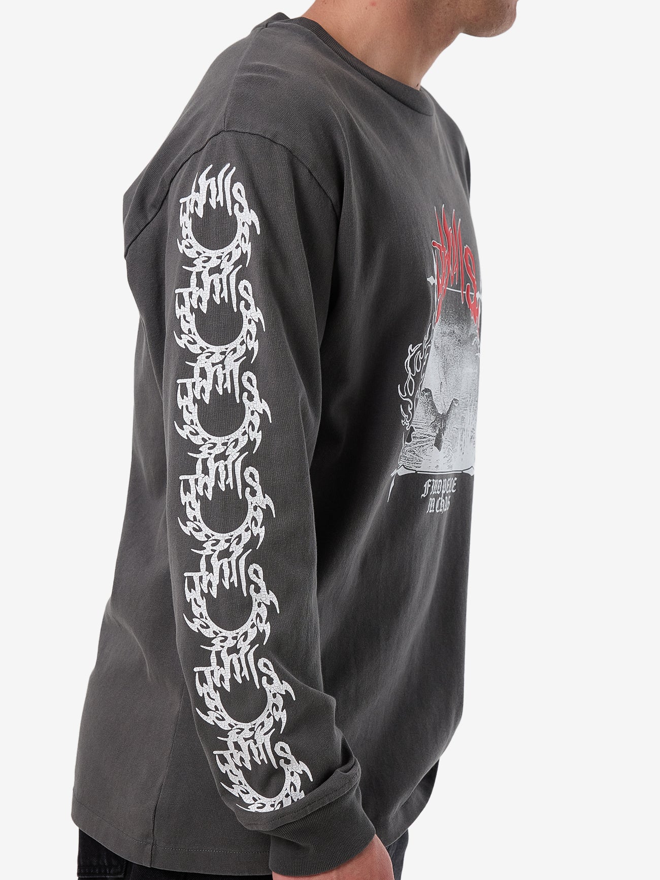 Thrills Peaceful Chaos Oversize Fit Long Sleeve Tee - Merch Black in Merch Black