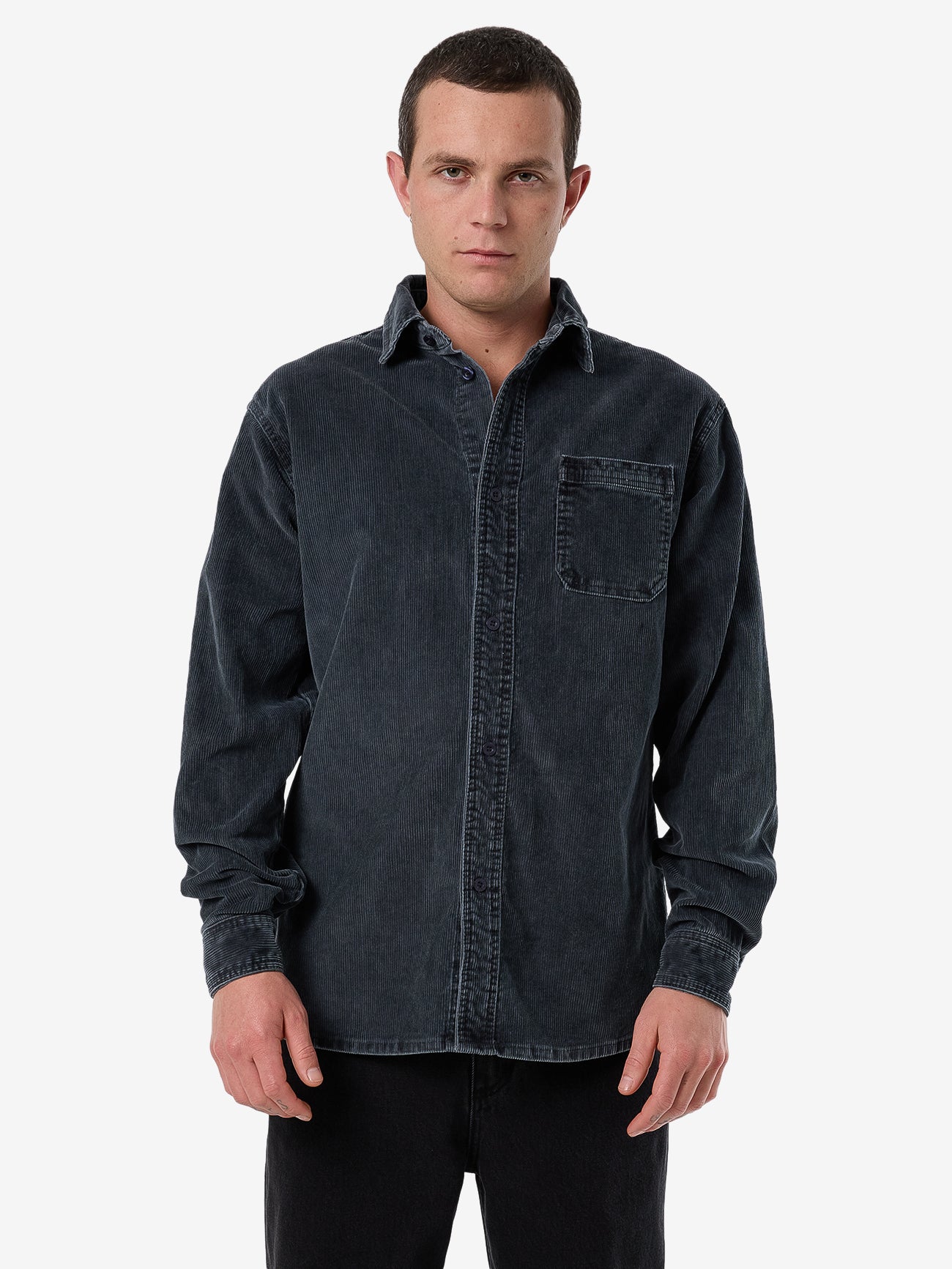 Thrills Thrills Union Cord Work Long Sleeve Shirt - Ebony in Ebony
