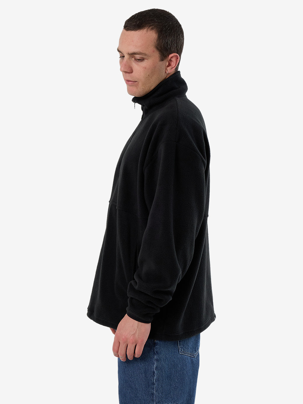 Thrills Legacy Wreath Quarter Zip Polar Fleece - Black in Black