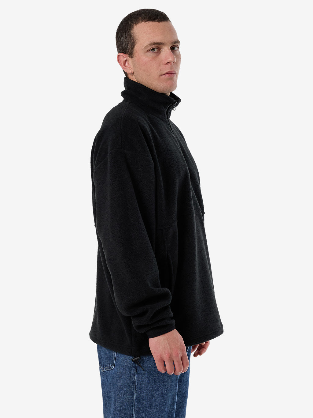Thrills Legacy Wreath Quarter Zip Polar Fleece - Black in Black