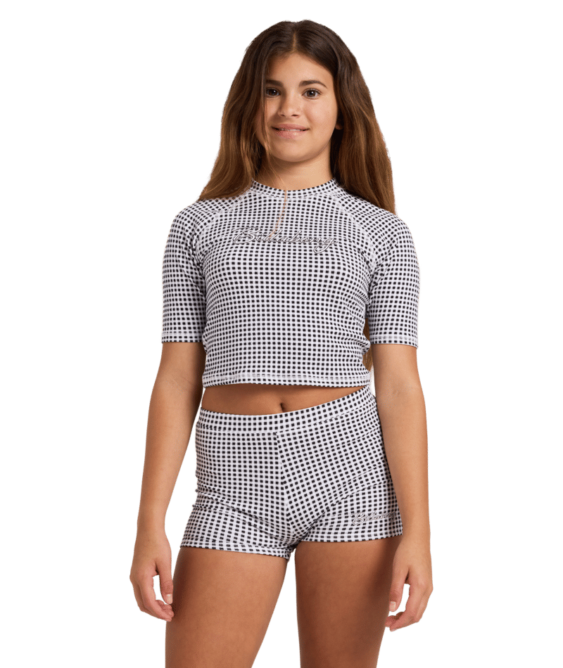Billabong Gingham Crush Sunshirt Set in BLACK WHITE