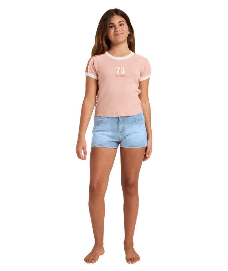 Billabong Shoreline Club Ringer Tee in DUSTY ROSE