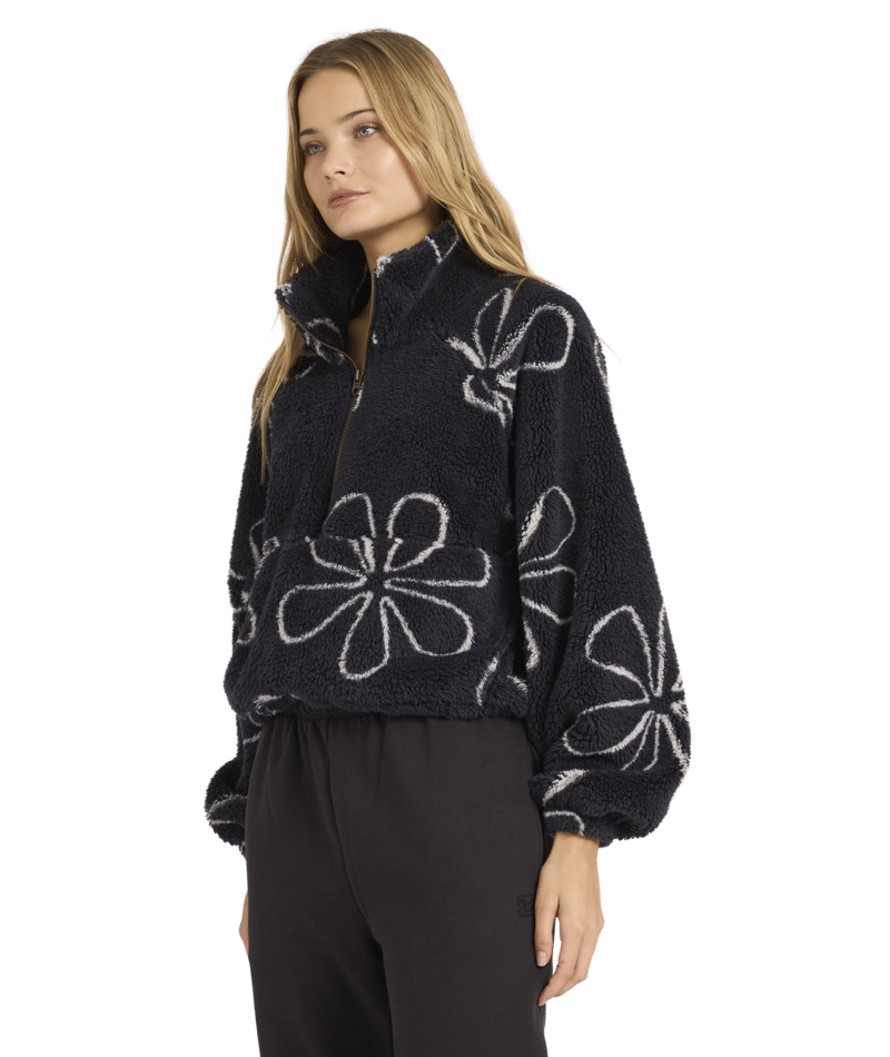 Billabong Good Life Half Zip Crew in BLACK SANDS