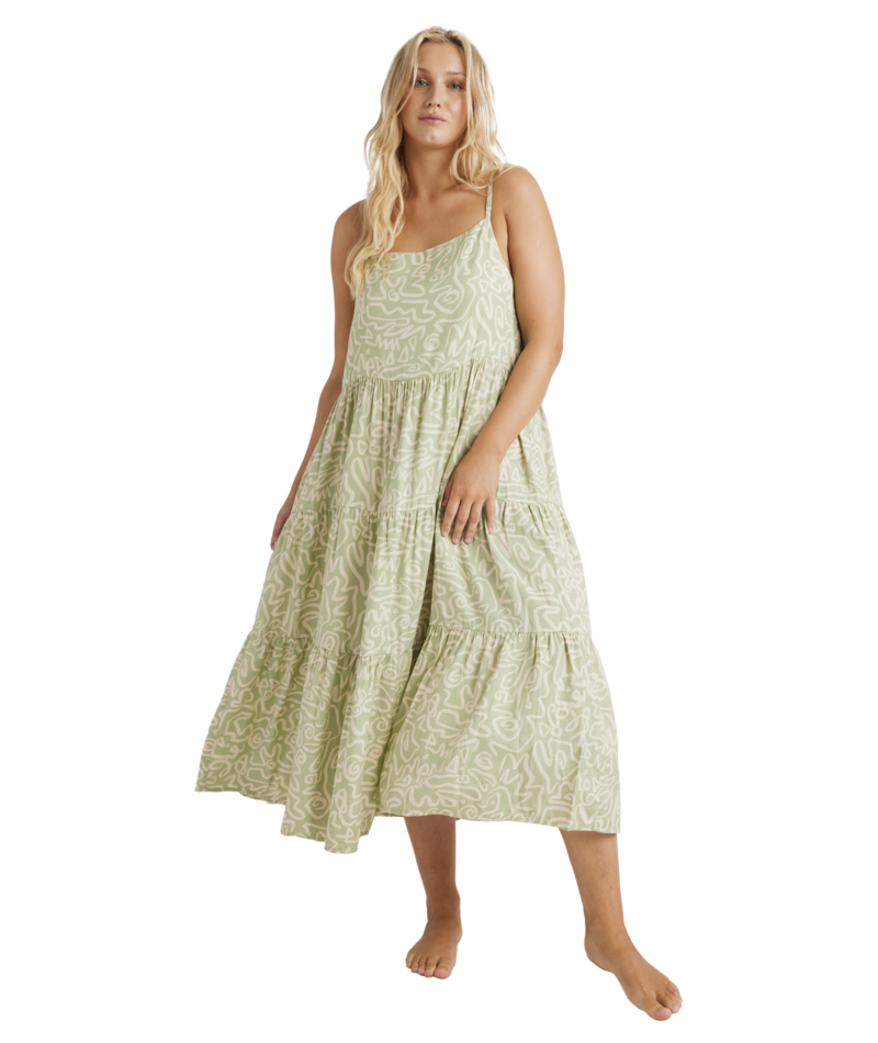 Billabong Sunny Lines Lost Love Dress in SAGE FROST