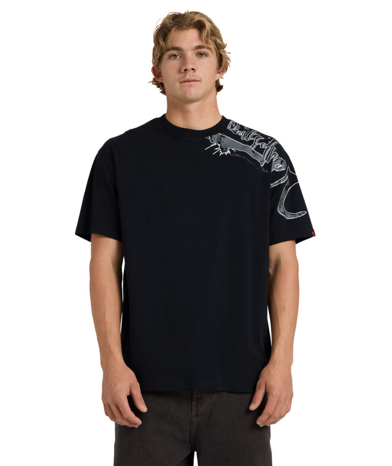 Quiksilver Yg Scrawled Ss Tee in BLACK