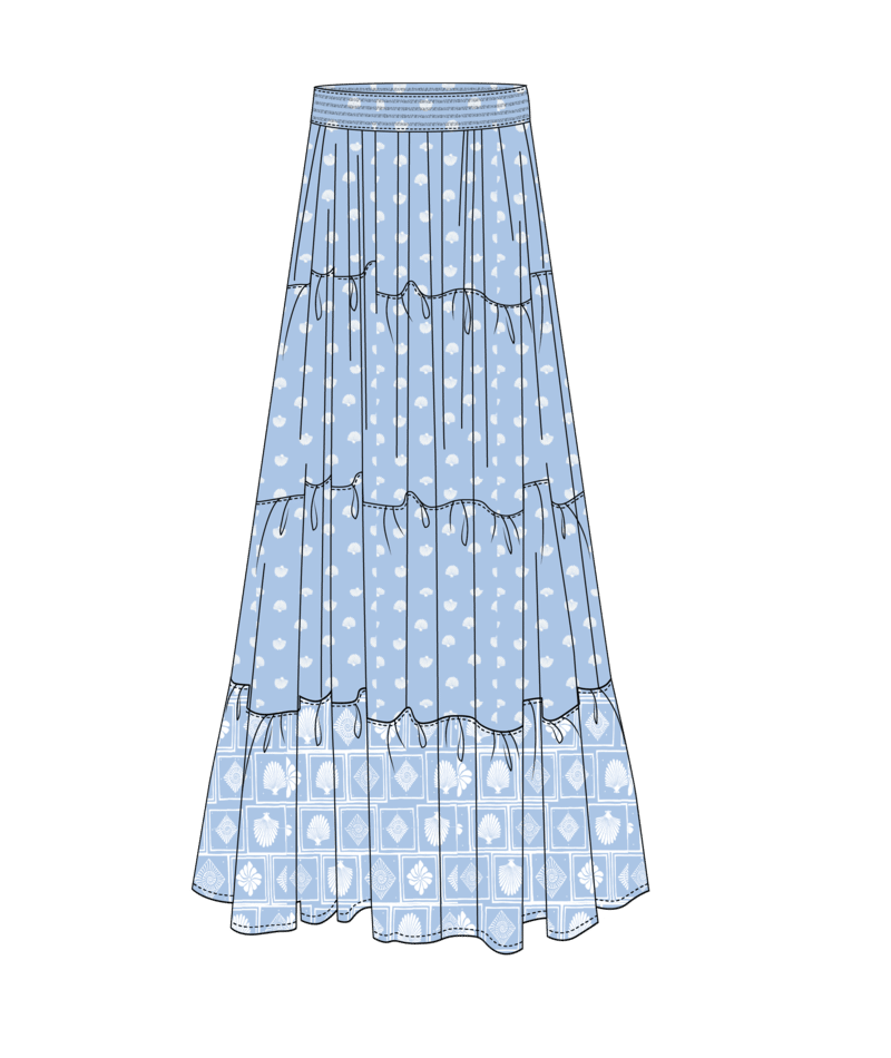 Roxy Cactus Flower Maxi Skirt in CERULEAN
