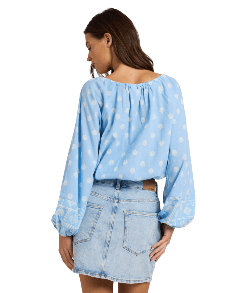 Roxy Cactus Flower Top in CERULEAN