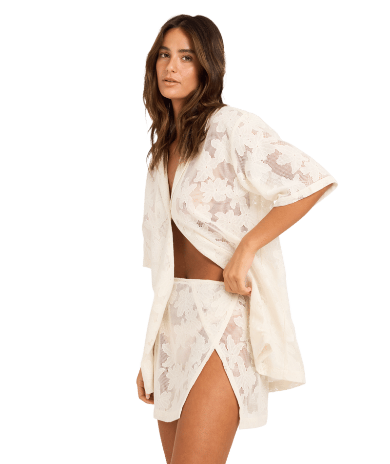 Roxy Adrift Mini Wrap Skirt in NATURAL