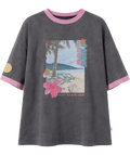 Roxy Bold Heart Oversized Tee in MID GREY