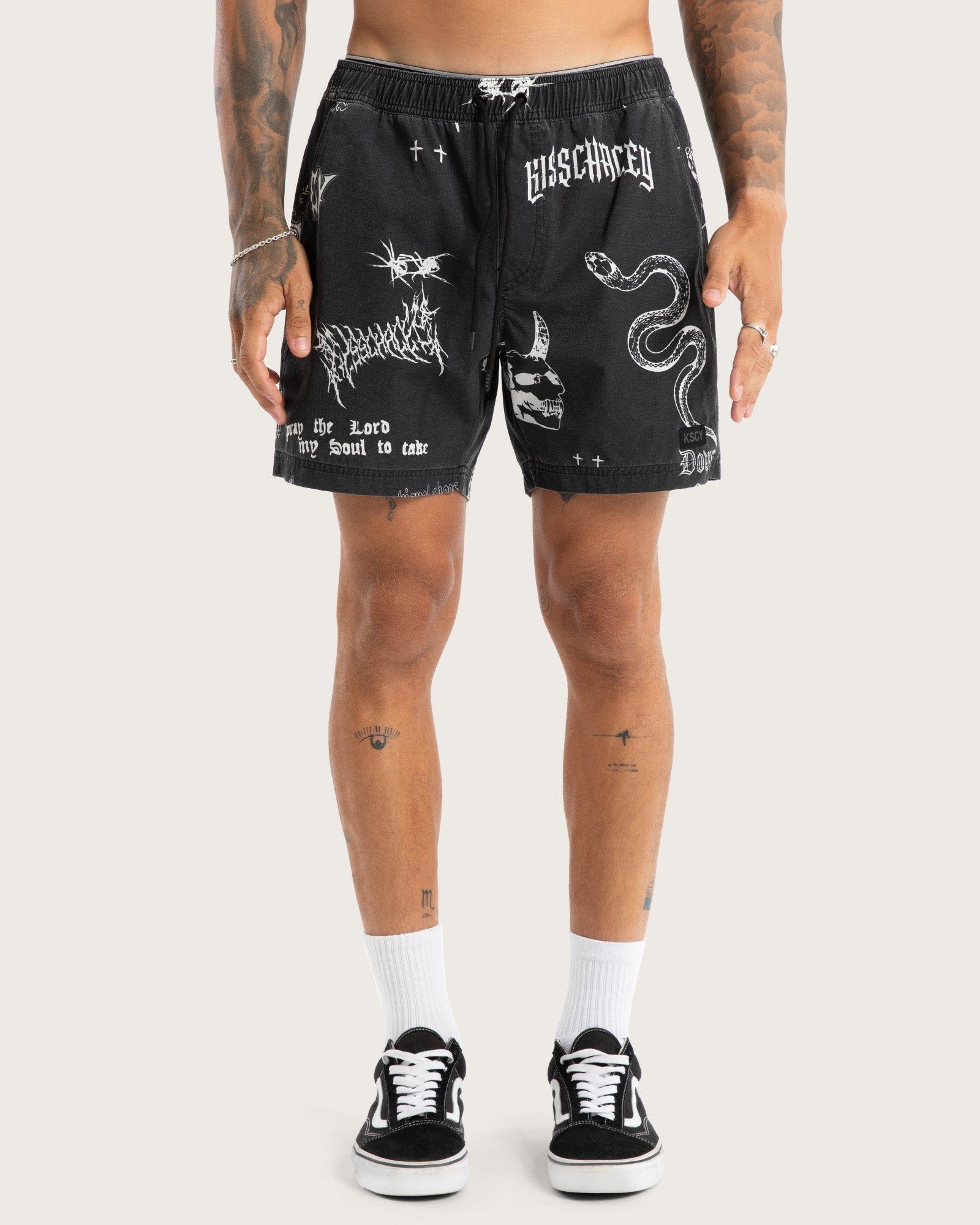 Kiss Chacey Download Beach Short in Black Print