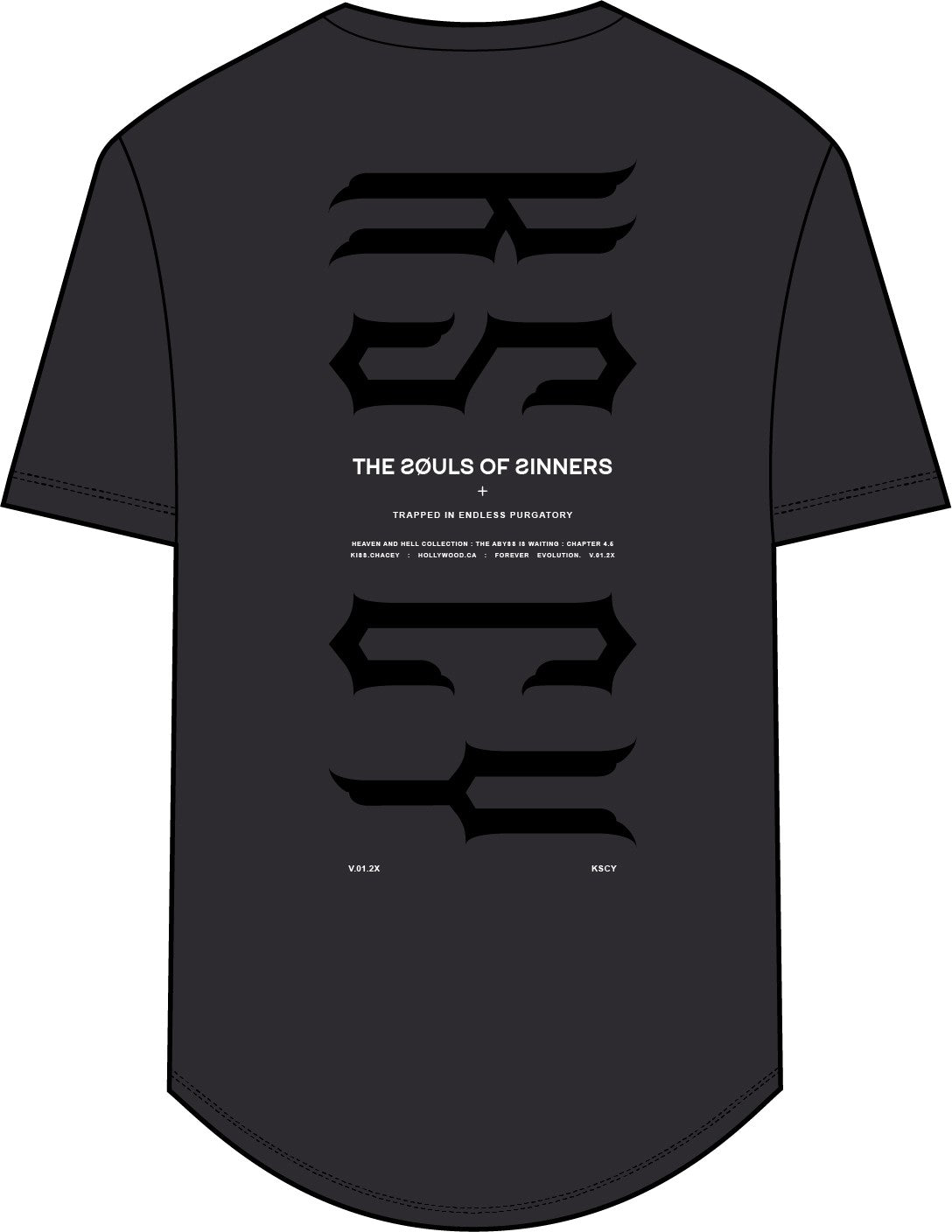 Kiss Chacey Trapped Dual Curved Tee in Jet Black