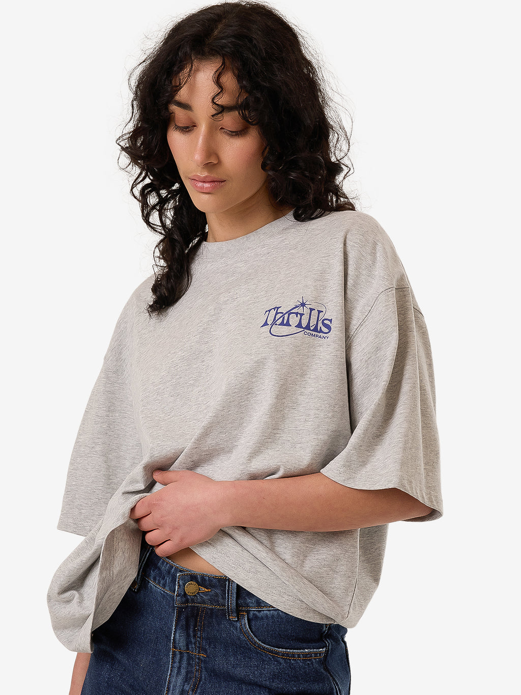 Thrills Ambient Connection Oversized Tee - Snow Marle in Snow Marle