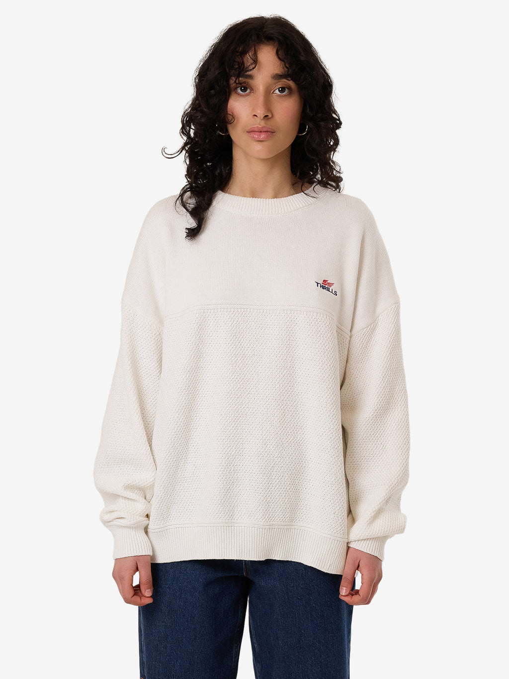 Thrills Navigate Knit Pullover - Chalk in Chalk