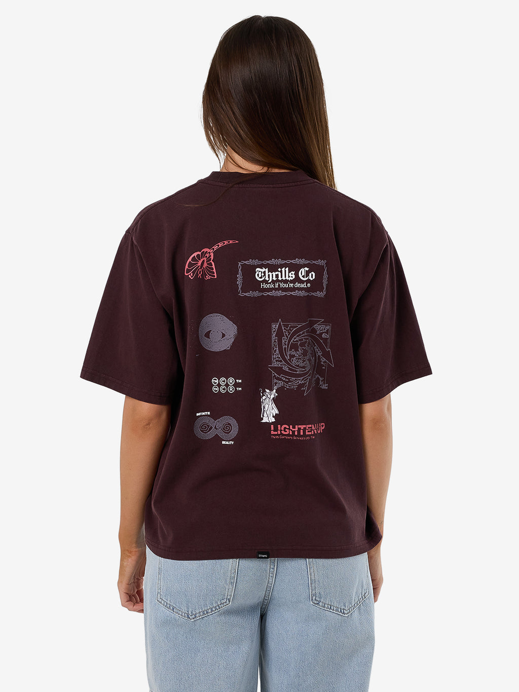 Thrills Lighten Up Square Tee - Deep Plum in Deep Plum