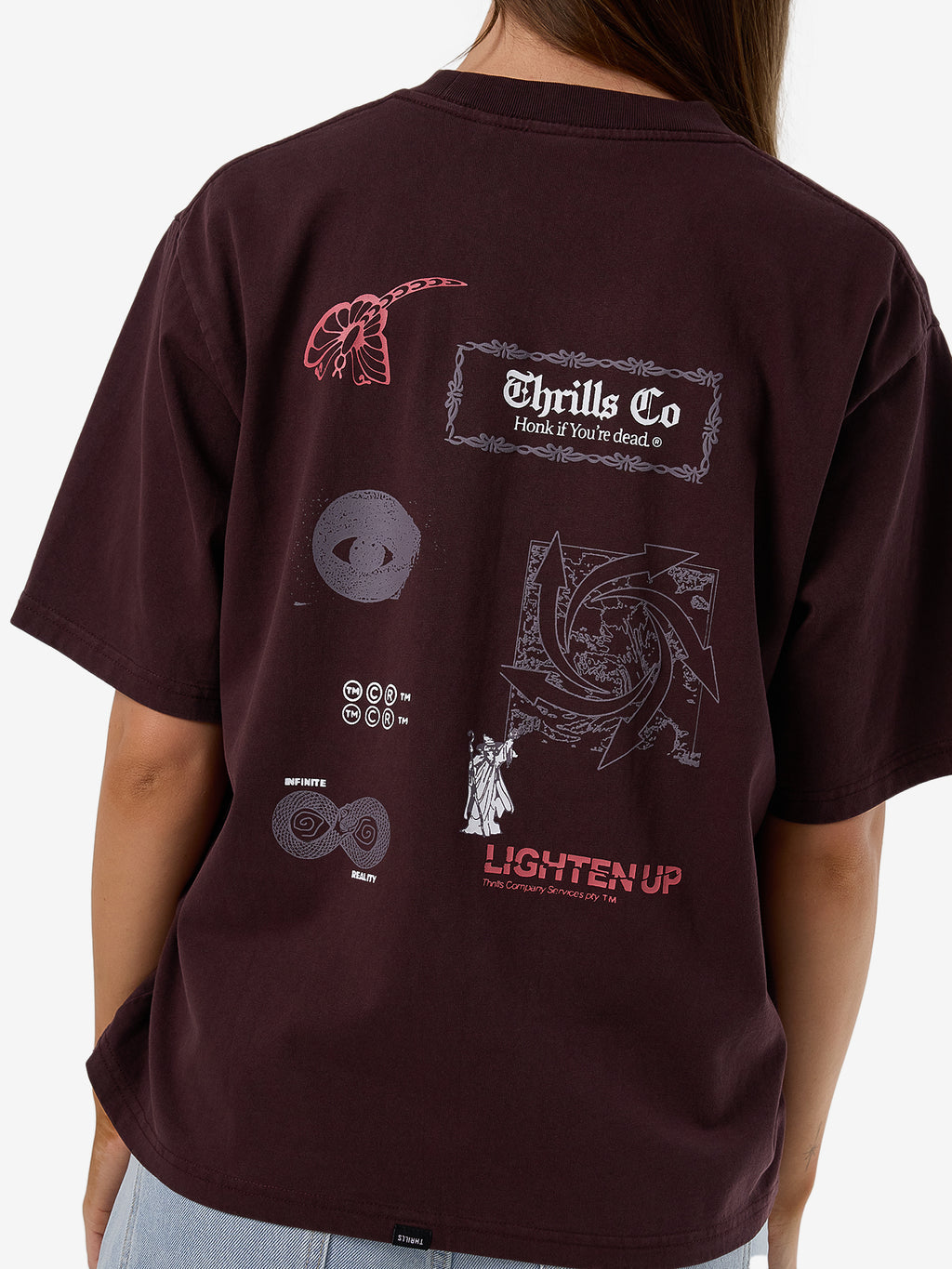 Thrills Lighten Up Square Tee - Deep Plum in Deep Plum