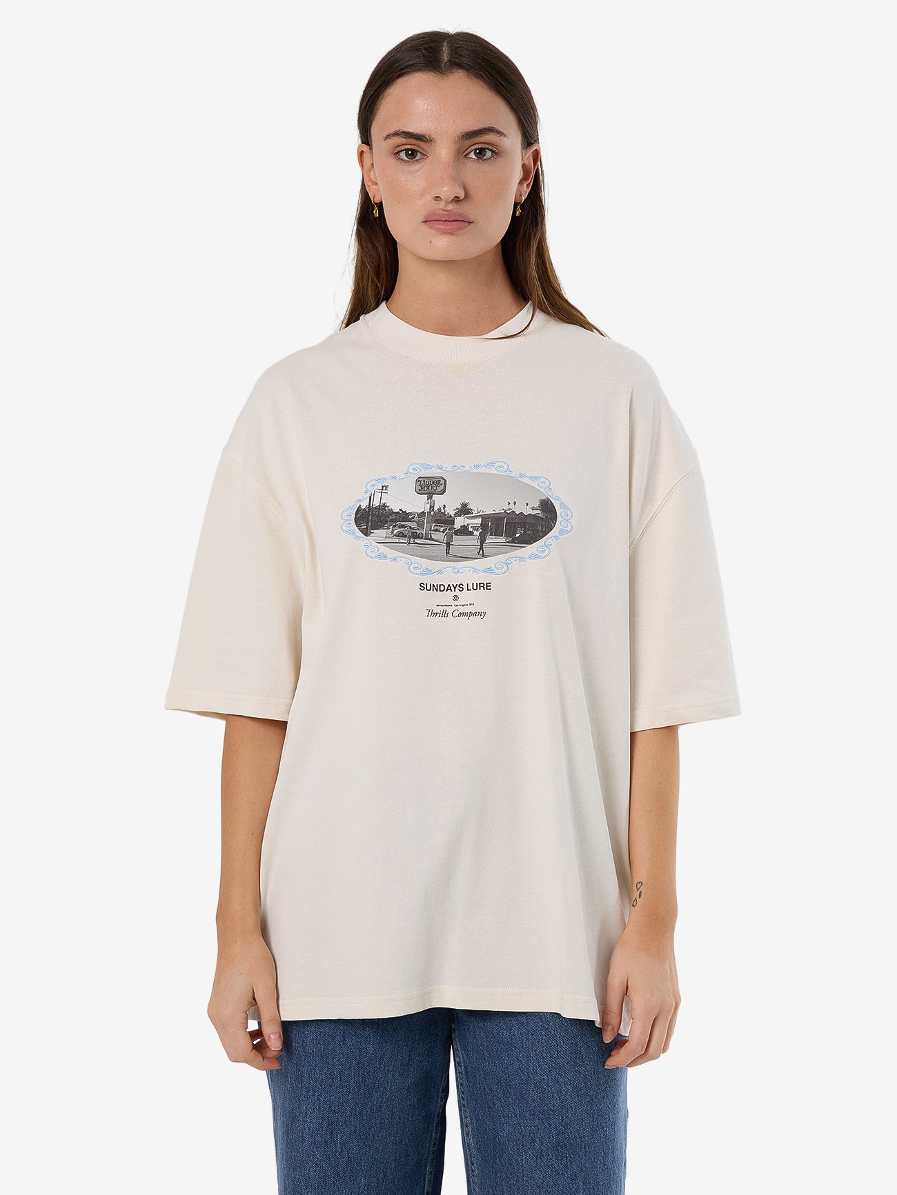 Thrills Sundays Lure Oversized Tee - Heritage White in Heritage White