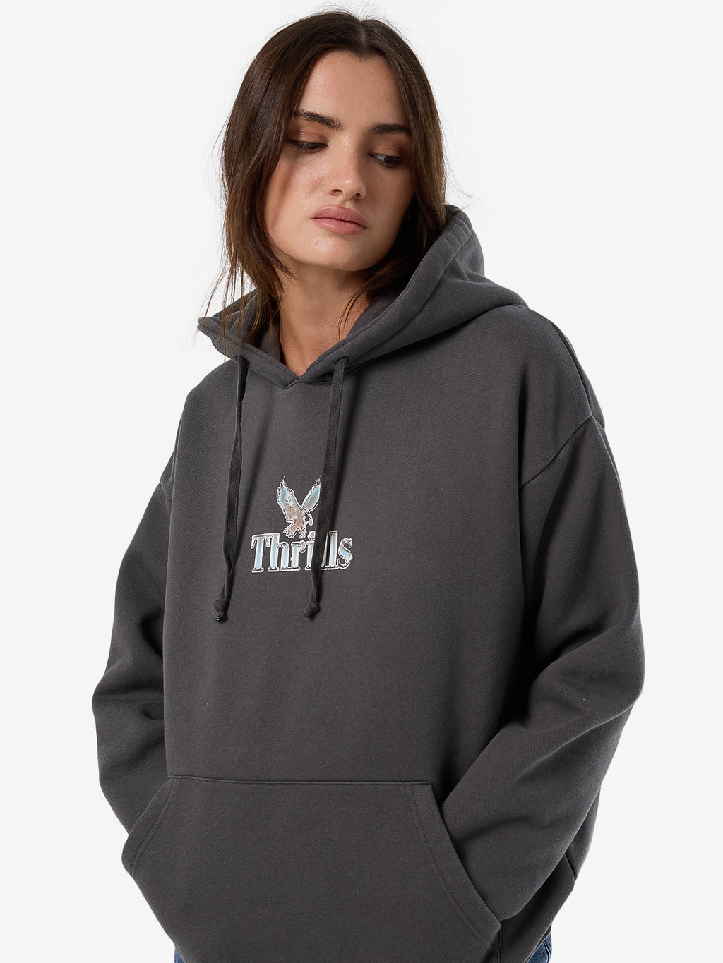Thrills Strength And Glory Slouch Hood - Merch Black in Merch Black