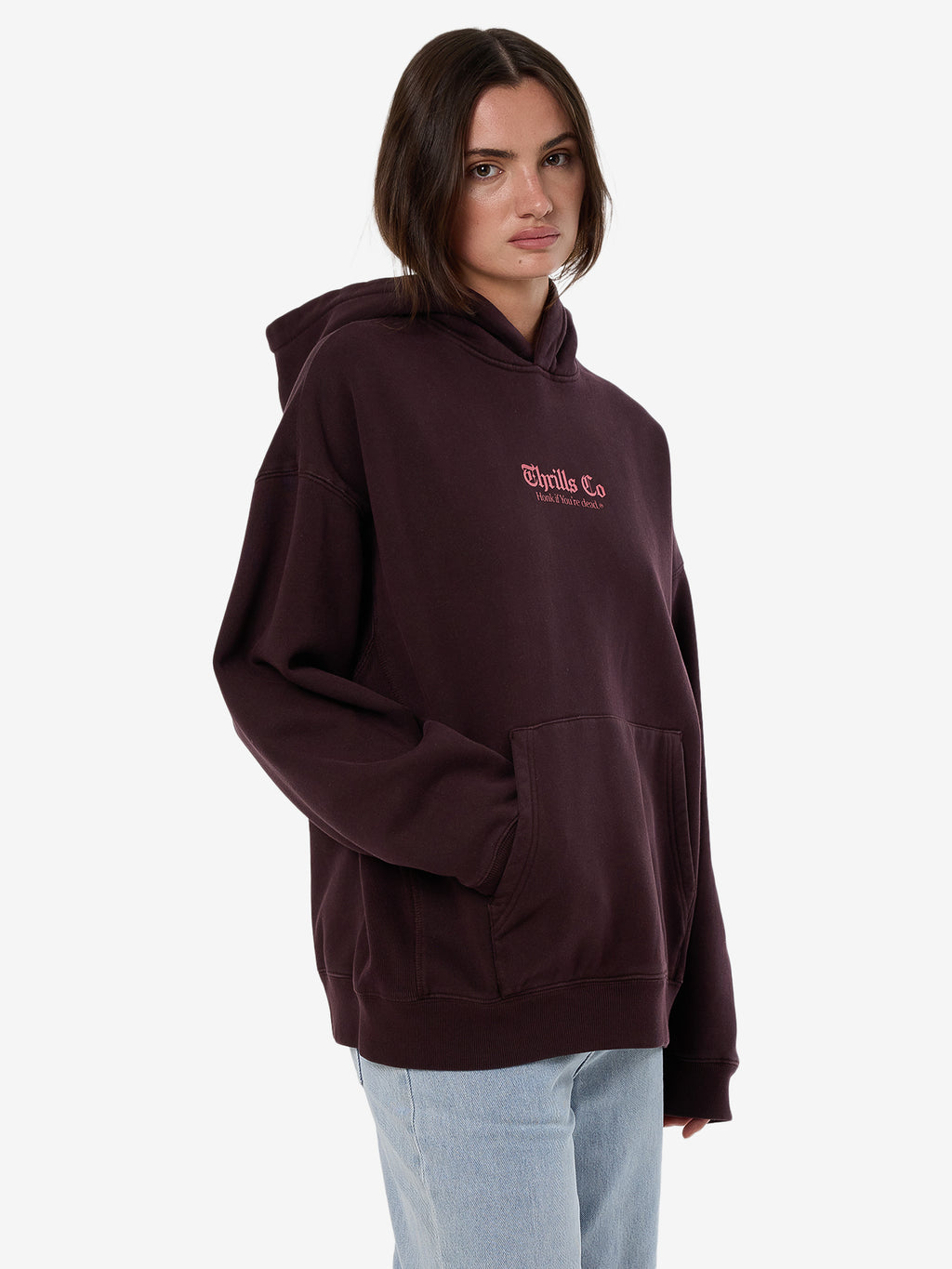 Thrills Lighten Up Cocoon Panel Hood - Deep Plum in Deep Plum