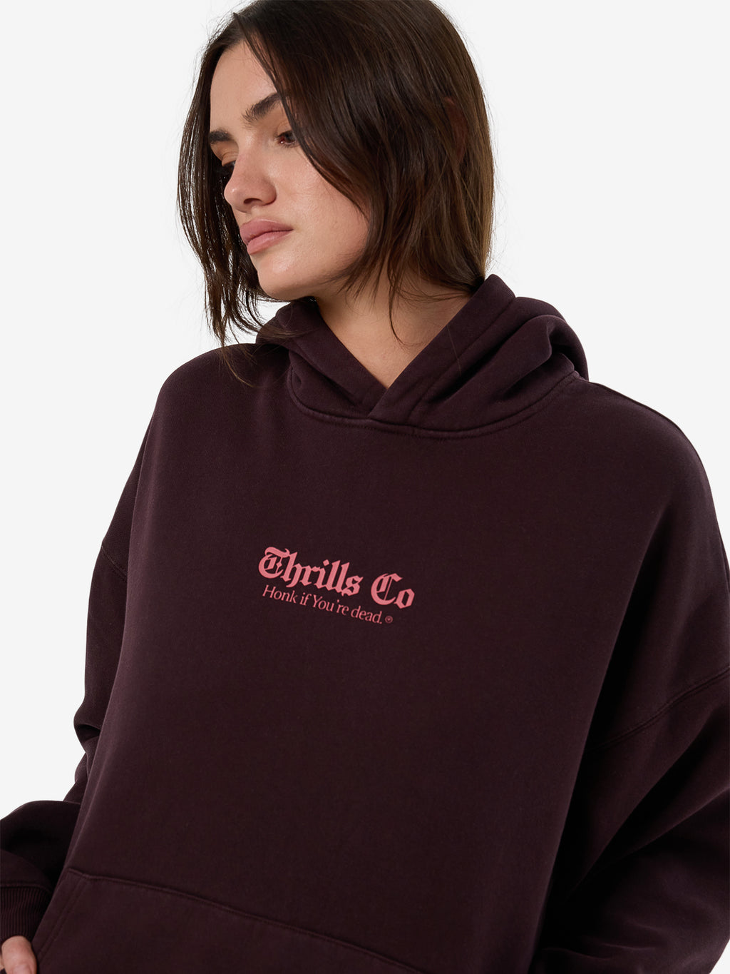 Thrills Lighten Up Cocoon Panel Hood - Deep Plum in Deep Plum