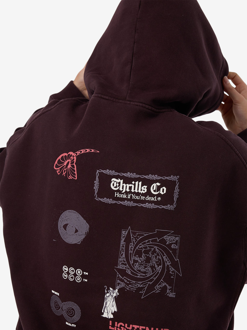 Thrills Lighten Up Cocoon Panel Hood - Deep Plum in Deep Plum
