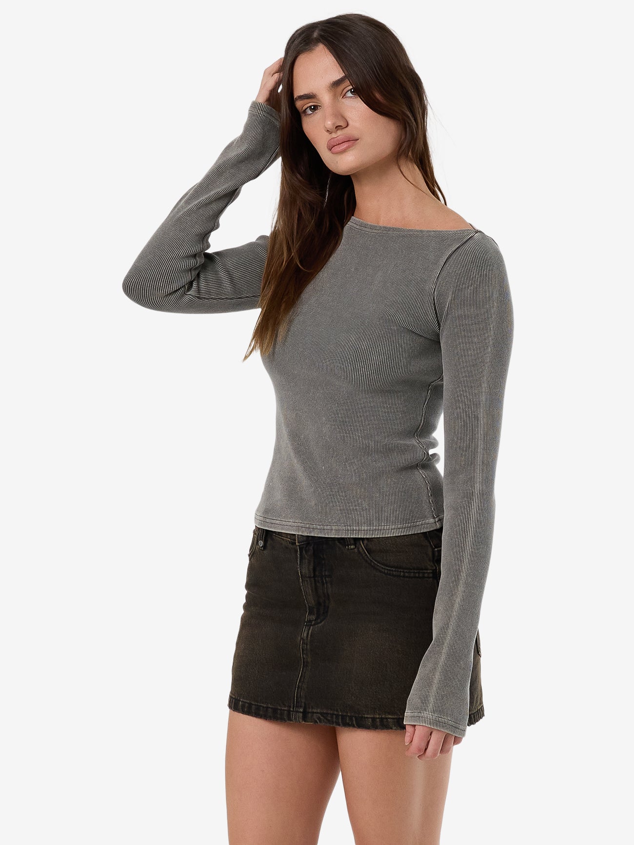 Thrills Hyperdrive Rib Top - Charcoal Rose in Charcoal Rose