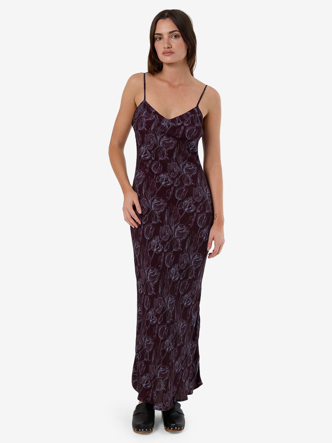 Thrills Oracle Floral Maxi Dress - Deep Plum in Deep Plum