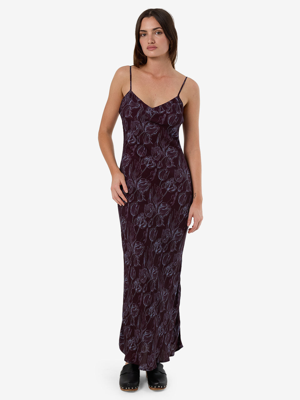 Thrills Oracle Floral Maxi Dress - Deep Plum in Deep Plum
