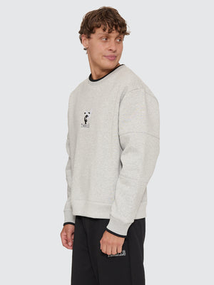 Thrills Co A Grade Box Crop Crew - Grey Marle in Grey Marle