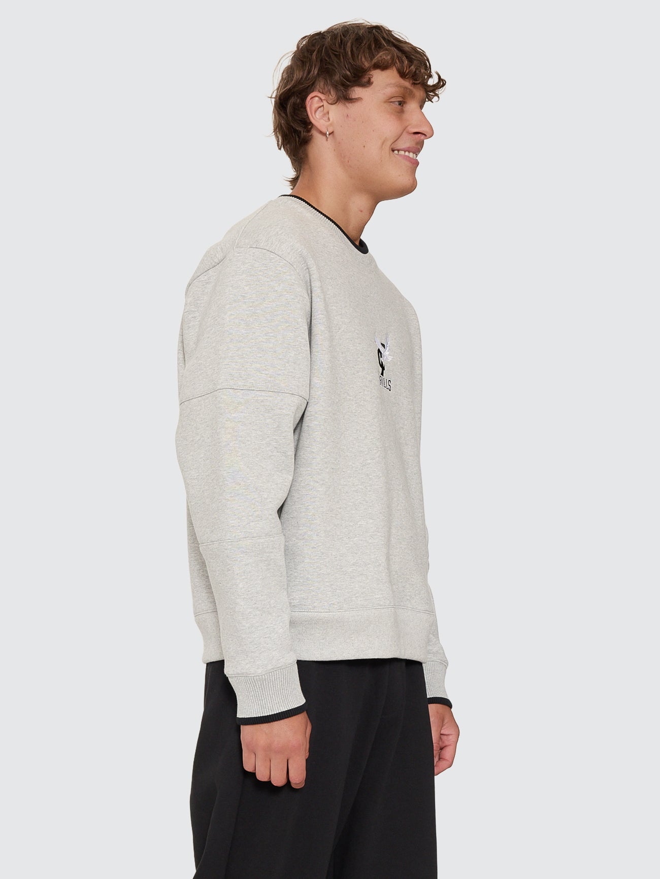 Thrills Co A Grade Box Crop Crew - Grey Marle in Grey Marle