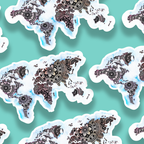 Trevena & Co World Map Mandala Watercolour Vinyl Sticker in Single