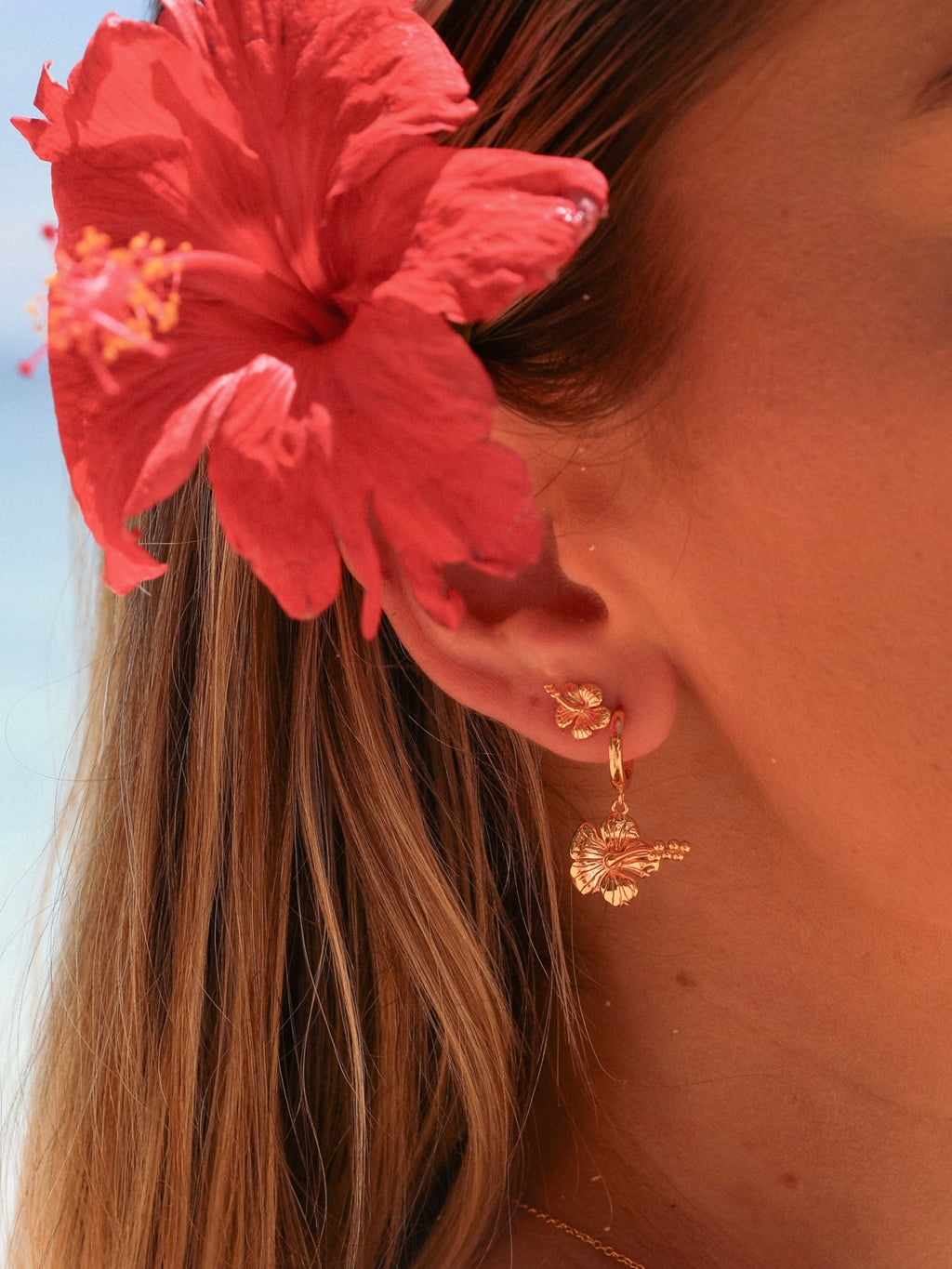 Malakai The Label Hibiscus Hoops 18K Gold Vermeil in Default Title