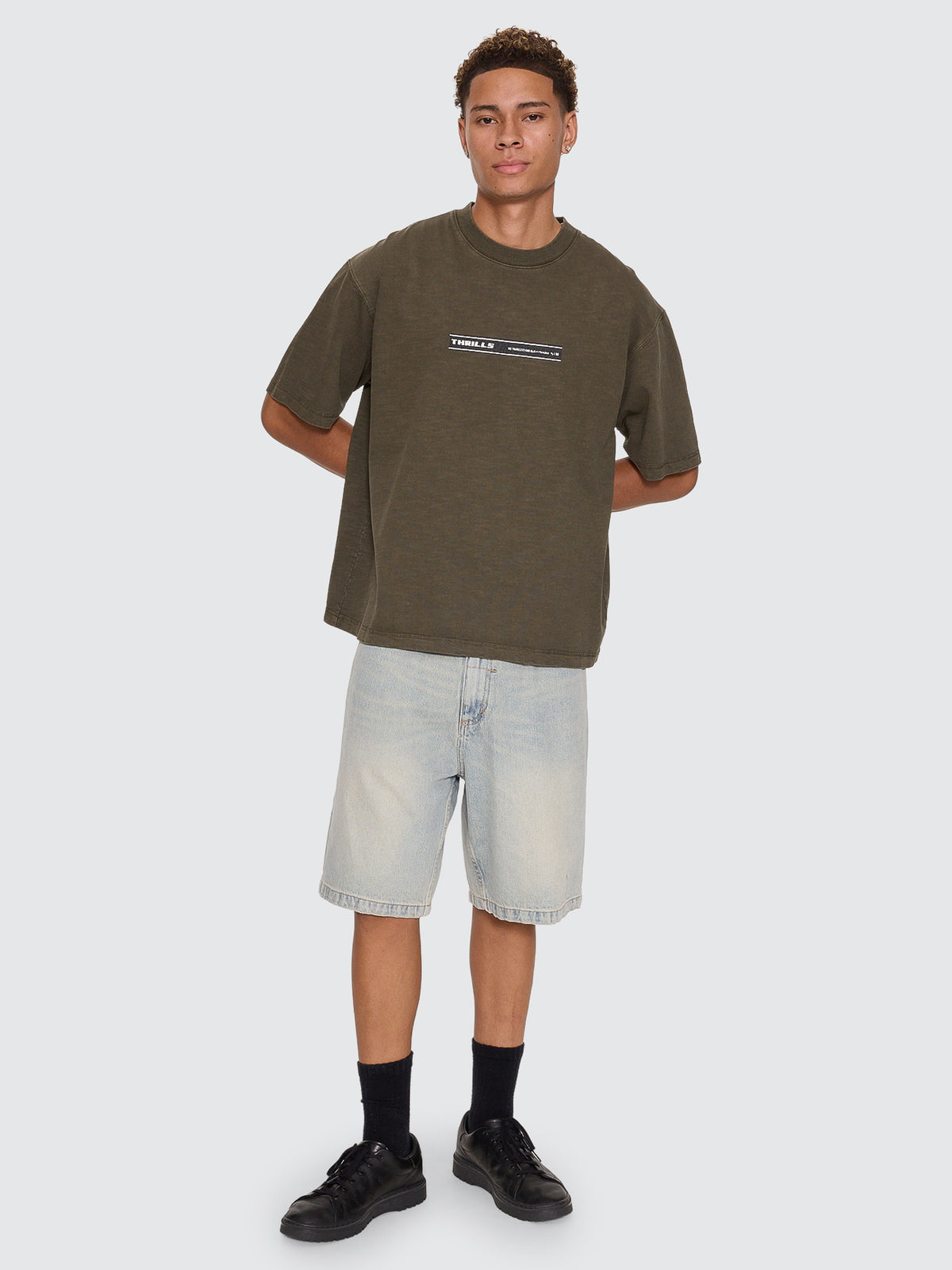 Thrills Co Paradise Built Oversize Box Crop Tee - Olive Night in Olive Night