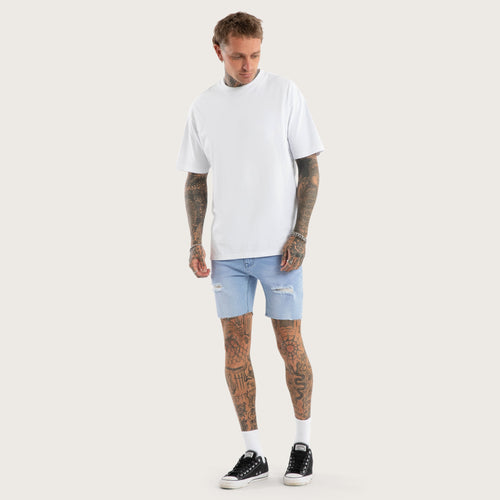 Kiss Chacey KS2 Denim Short in Destroyed Crystal Blue