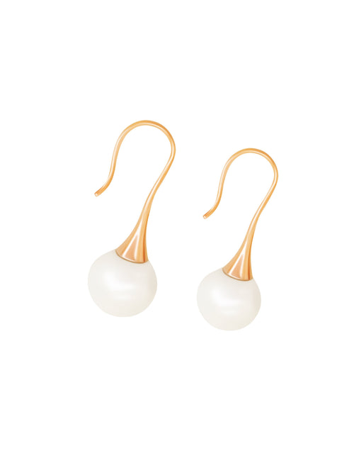 MiKi Jewellery Round Pearl Drop Gold in Default Title
