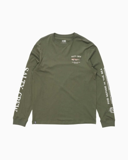 Salty Crew BRUCE LS TEE in DUSTY OLIVE