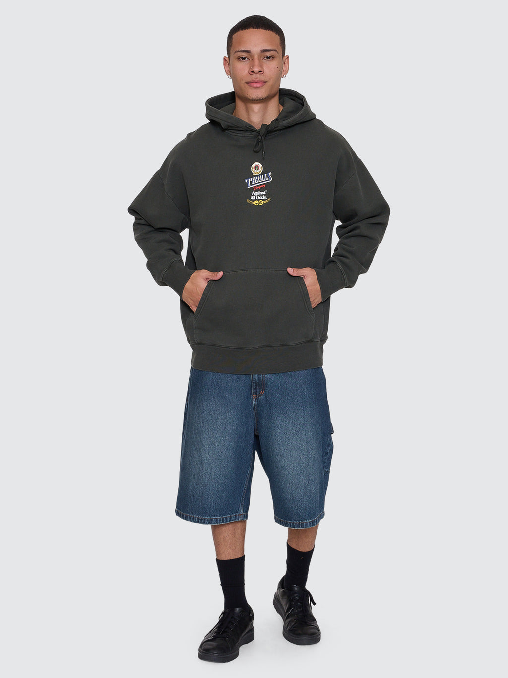 Thrills Co Against All Odds Slouch Pull On Hood - Oil Green in Oil Green