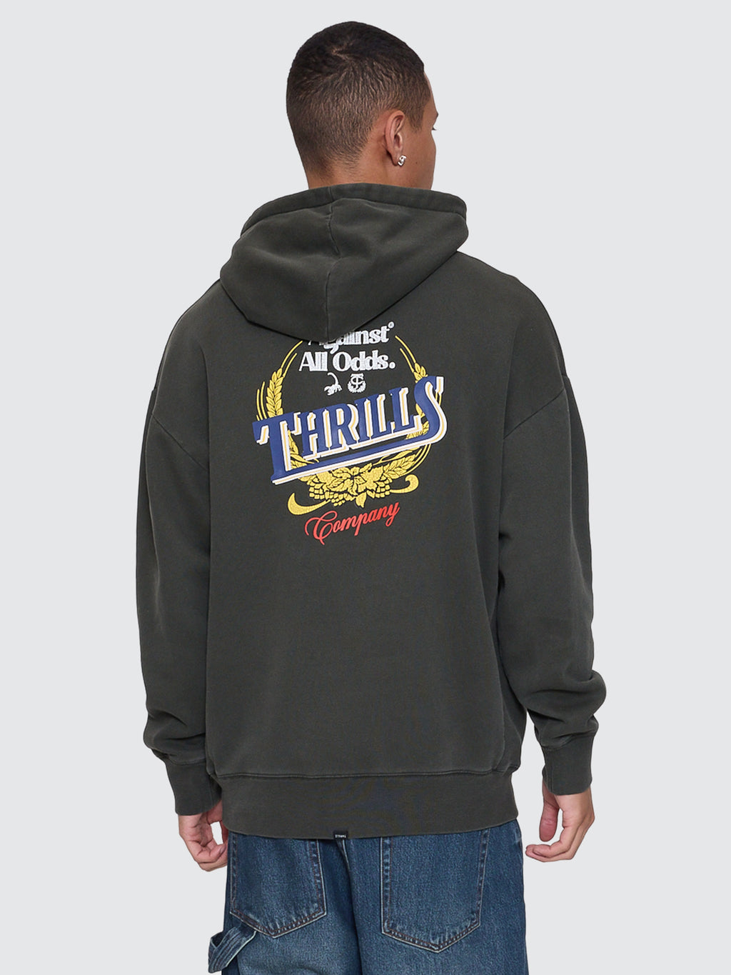 Thrills Co Against All Odds Slouch Pull On Hood - Oil Green in Oil Green