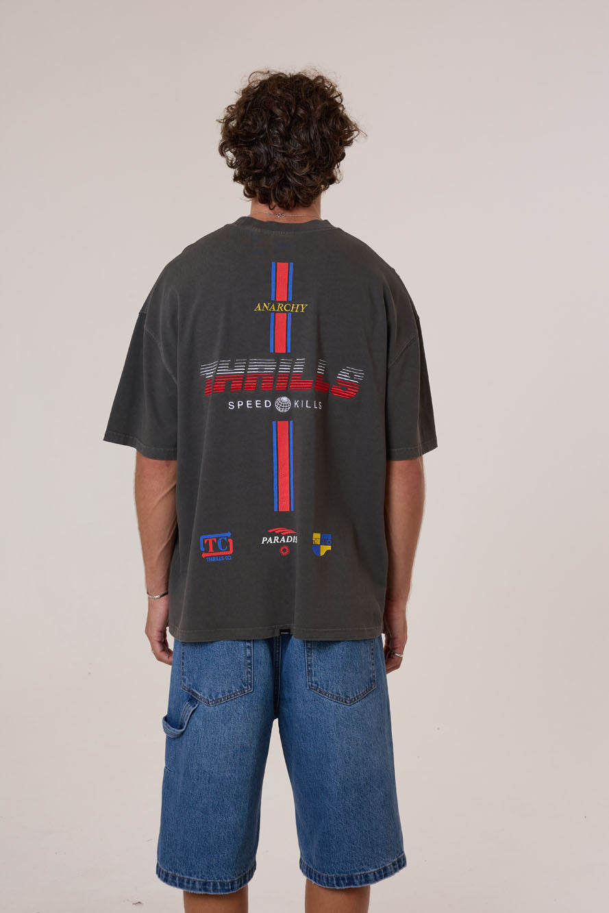 Thrills Co Anarchy In Paradise Box Fit Oversize Tee - Merch Black in Merch Black