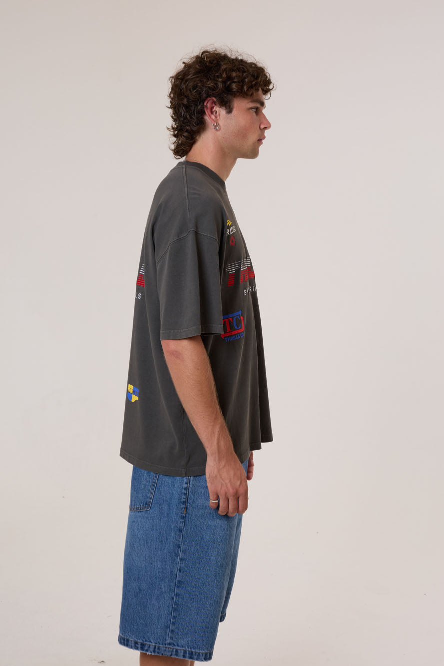 Thrills Co Anarchy In Paradise Box Fit Oversize Tee - Merch Black in Merch Black