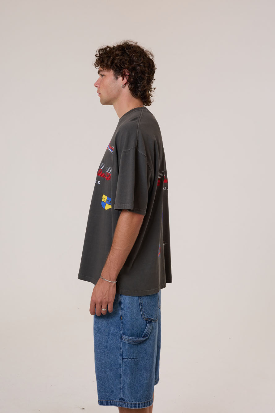 Thrills Co Anarchy In Paradise Box Fit Oversize Tee - Merch Black in Merch Black