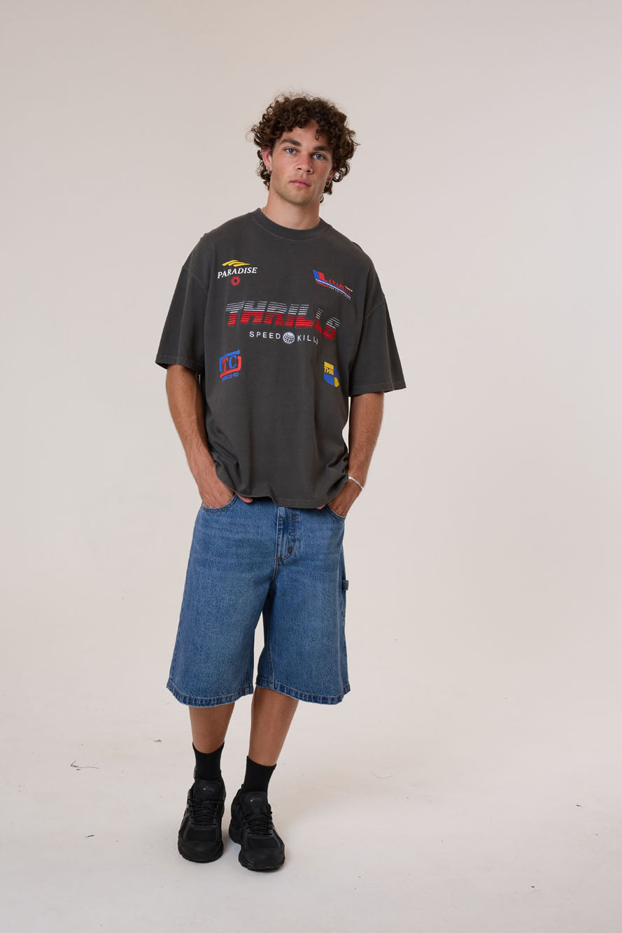 Thrills Co Anarchy In Paradise Box Fit Oversize Tee - Merch Black in Merch Black