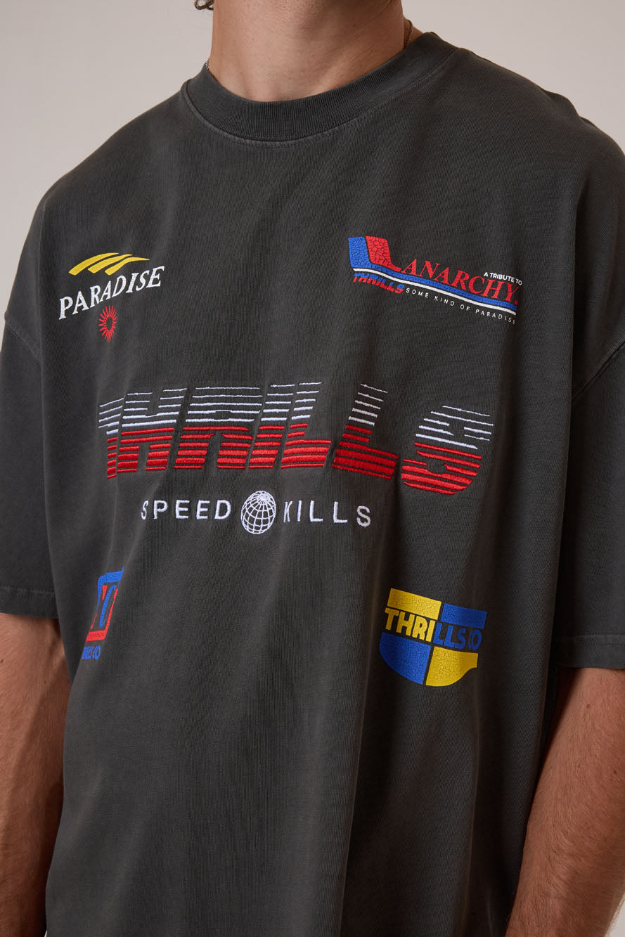 Thrills Co Anarchy In Paradise Box Fit Oversize Tee - Merch Black in Merch Black