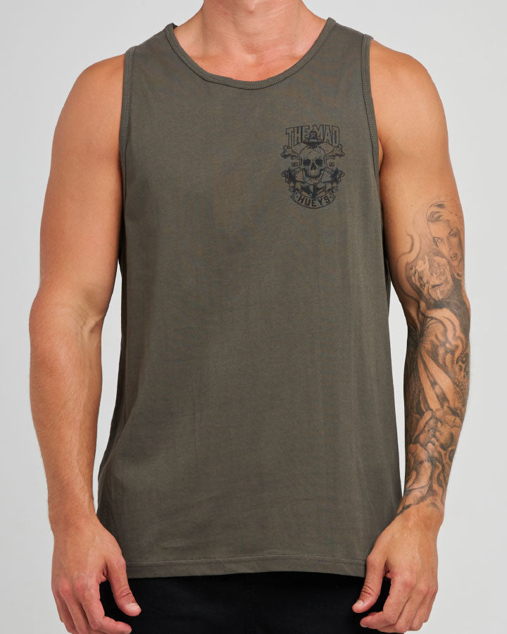 The Mad Hueys Anchor Skull | Tank in CHARCOAL