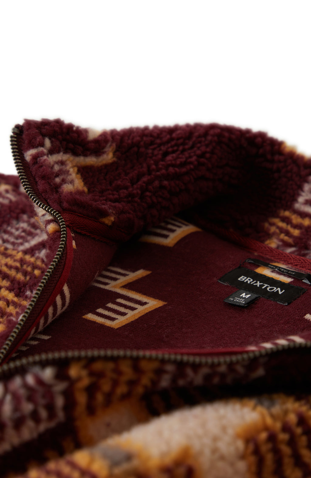Brixton Arctic Fleece Mock Neck Jkt in LIGHT CABERNET